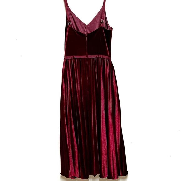 NWOT Ted Baker Khim Pleated Wine Velvet Coctail Dress Sz 0 US Sz 2 - Picture 5 of 8